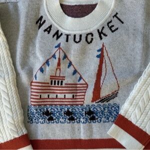 Nantucket Graphic Themed Sweater with Sailboat Design